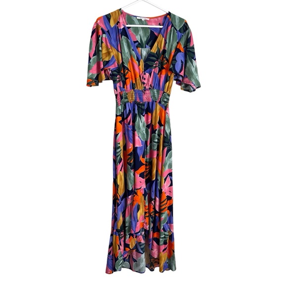 Abel The Label ATL Anthropologie Leonard Floral Tropical High Low Midi Dress XS - Picture 1 of 11